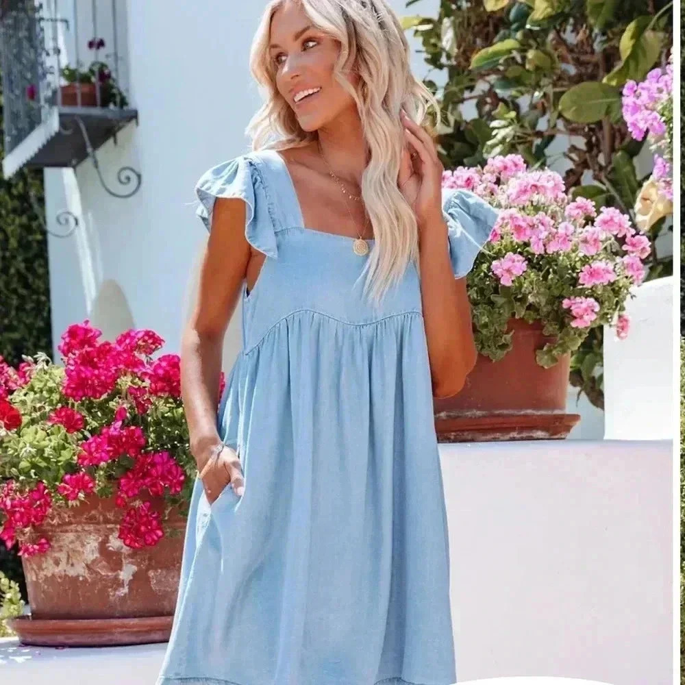 Mini Muse Vici Firefly Tencel Pocketed Babydoll Dress S - Picture 2 of 6